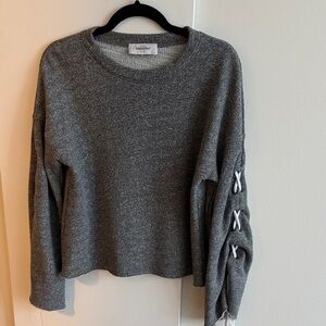 SoulCycle Charcoal Sweater with Lace-Up Detail